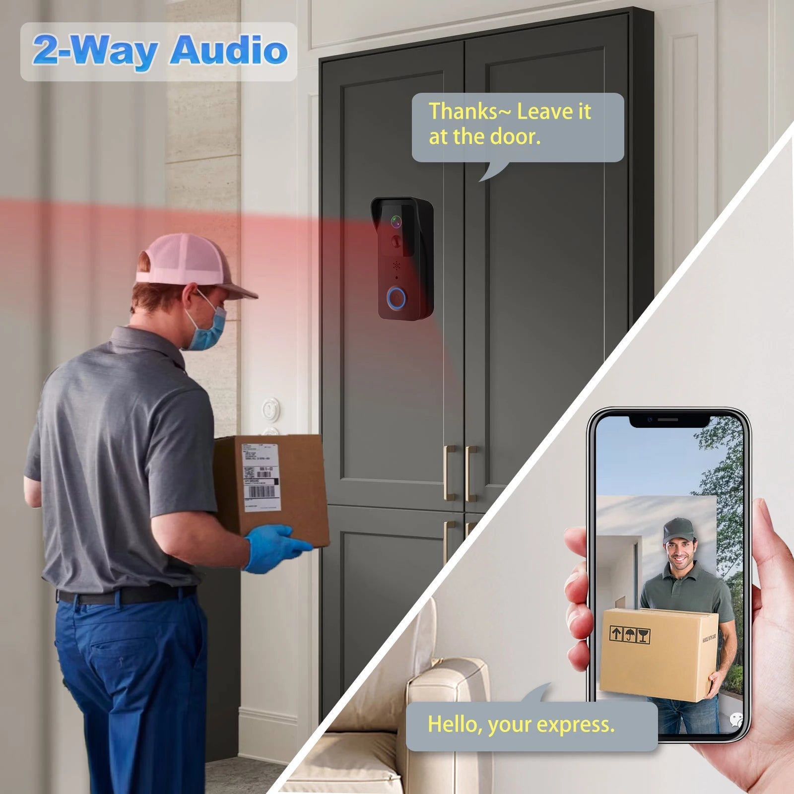 5G 2.4G WiFi Video Doorbell 1080P Tuya Smart Outdoor Wireless Intercom Waterproof Wireless Camera Ringing Bell 