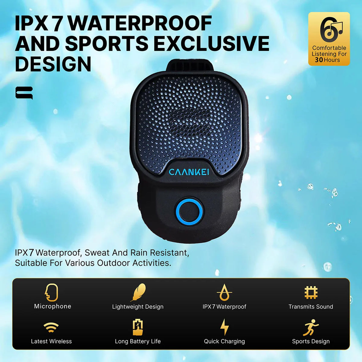 Wearable Bluetooth Speaker with Clip
