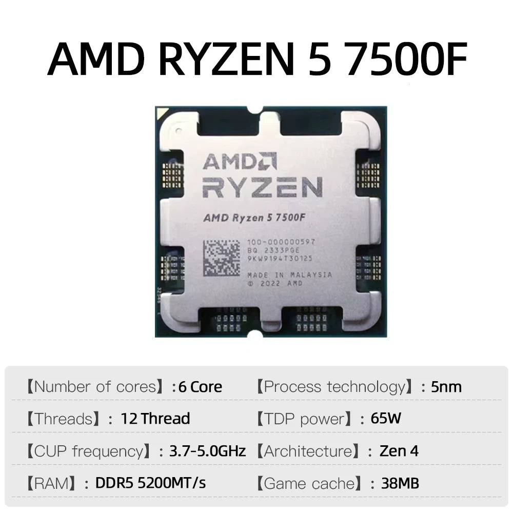 AMD Ryzen 5 7500F Desktop Processor