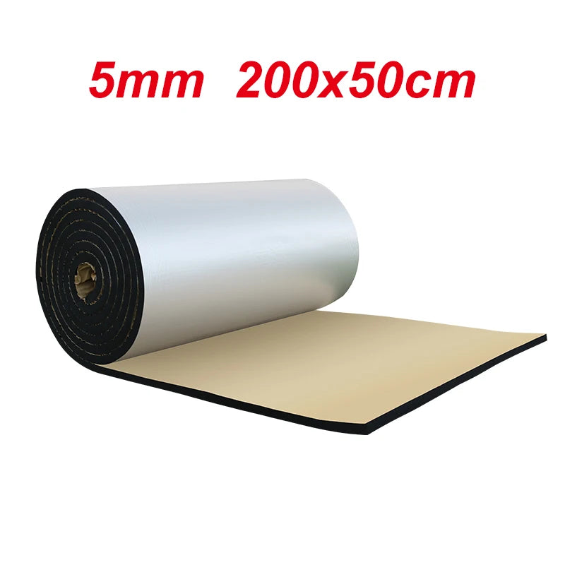 Tapete de isolamento acústico para carro 200*50cm, espessuras 5/7/10mm, material de espuma de célula fechada para isolamento térmico e redução de ruído, acessórios para capô.