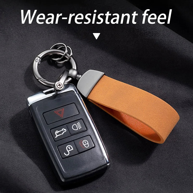 SEAMETAL Suede Car Keychain Ring Vintage Leather Zinc Alloy Key Chain Keys Holder Universal Luxury Keyring Car Accessories