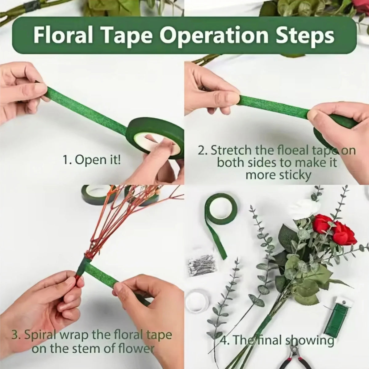 12 mm blomsterstilk indpaknings-tape – rullevalg