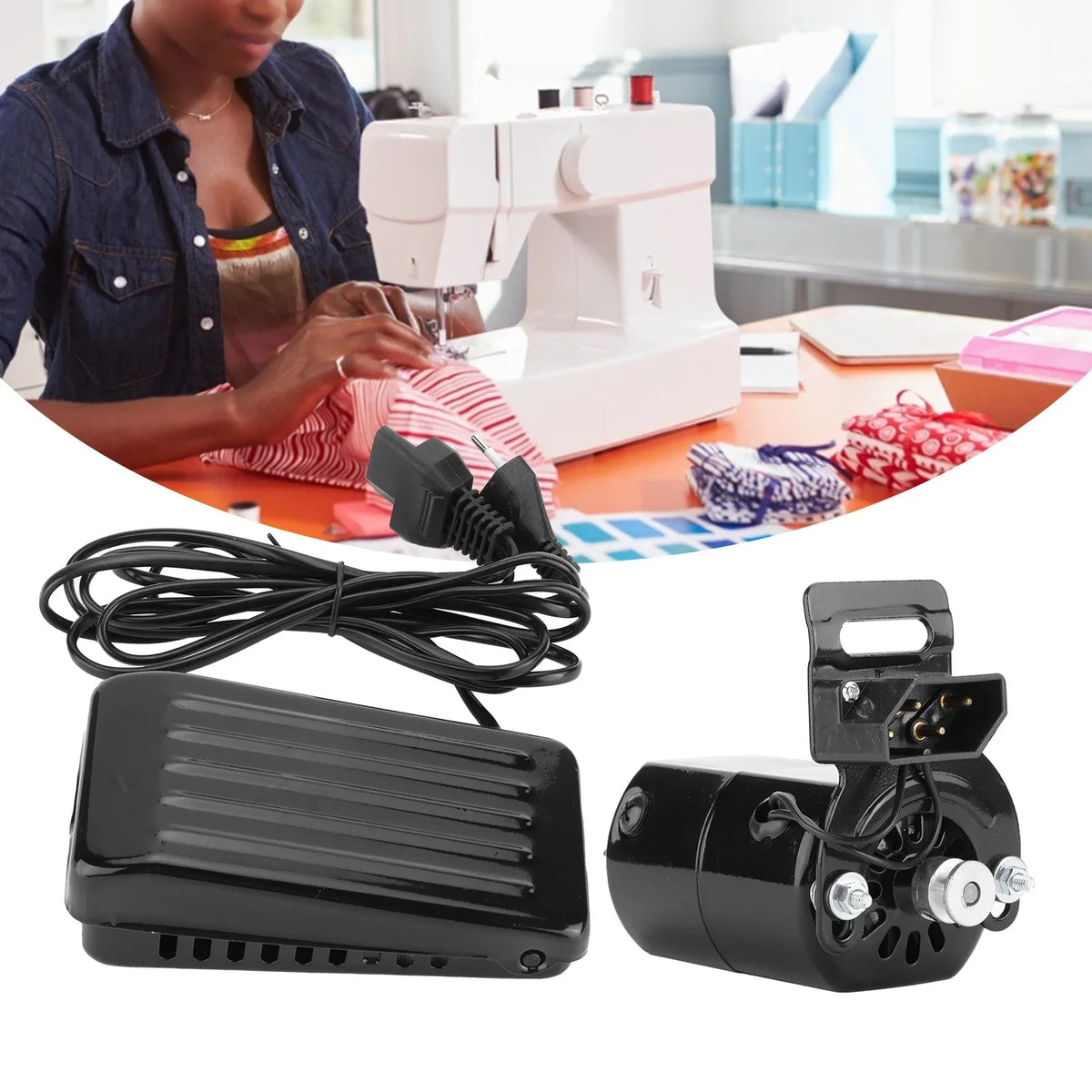 Silnik do domowej maszyny do szycia Silnik do szycia Maszyna do szycia Zestaw z pedałem kontrolnym Pasek 180W wtyczka EU 220V
