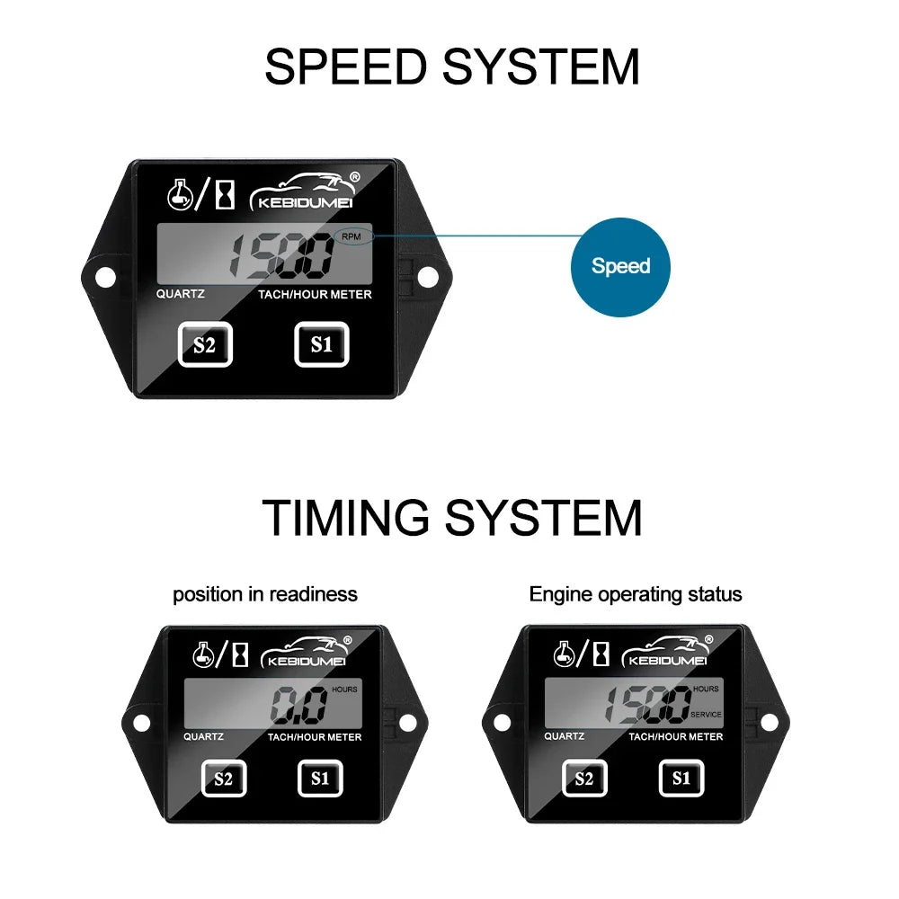 Inductive Engine Tachometer and Hour Meter