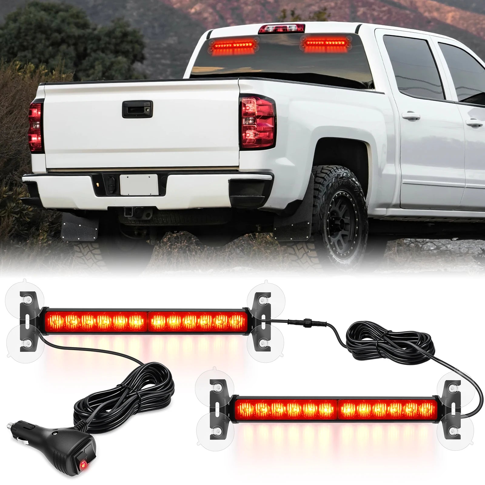 Nilight Automotive Strobe Traffic Advisor Light Bar 2-1 Dash Warning Safety Flashing Light Front/Rear Off-Road Truck Accessories