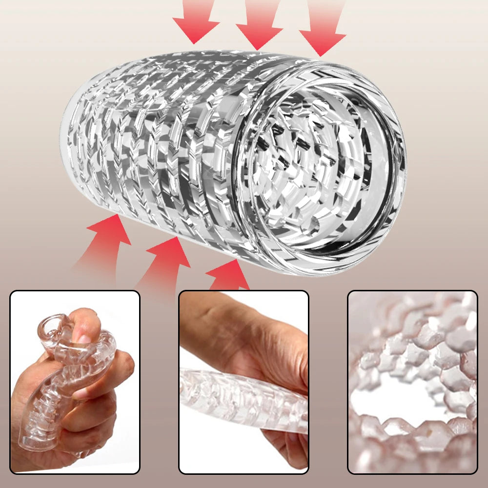 Şeffaf TPE Gerçek Dokunuş Mastürbatör Kupa