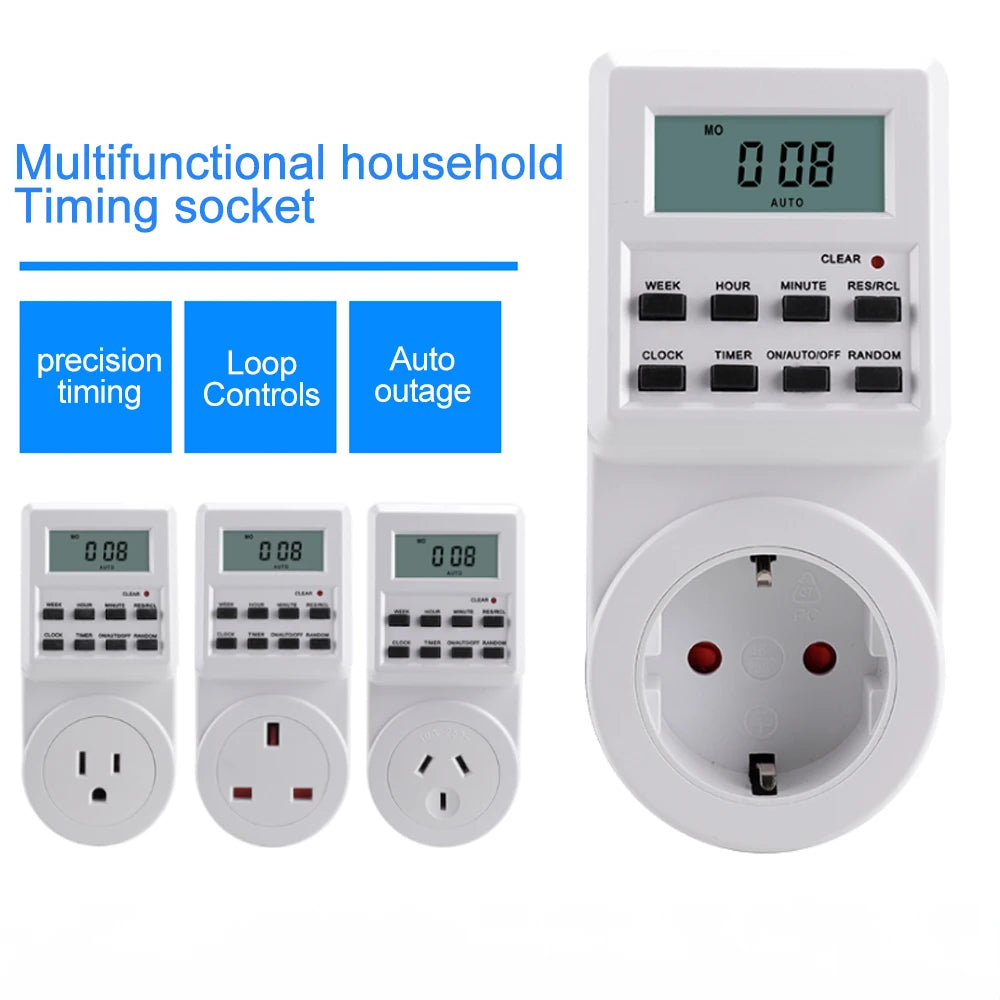Digital Plug-In Outlet Timer, Regional Plug Options