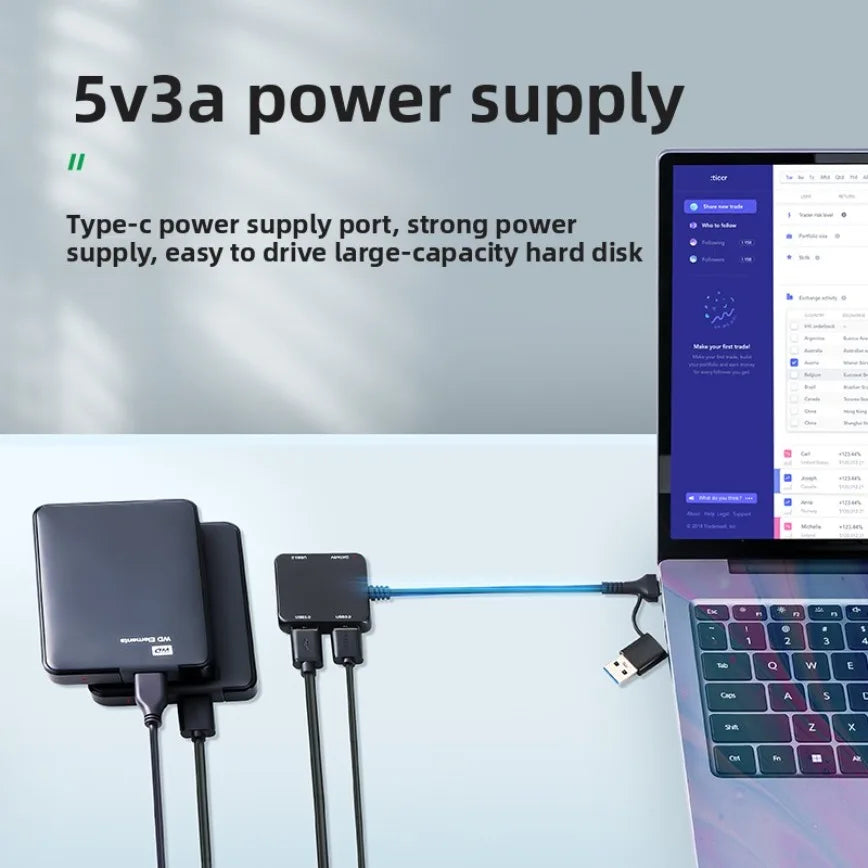 USB-Hub mit vier Anschlüssen, verschiedene USB-A-/USB-C-Optionen