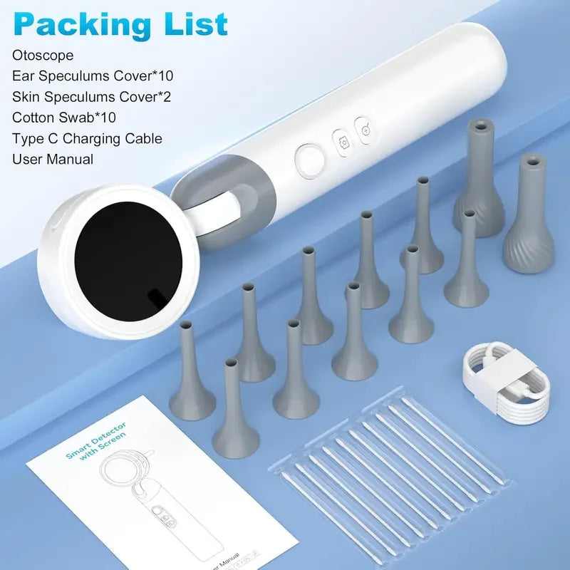 Ear Camera Endoscope 90° Rotatable Head 1080P HD with 12 Replacement Heads