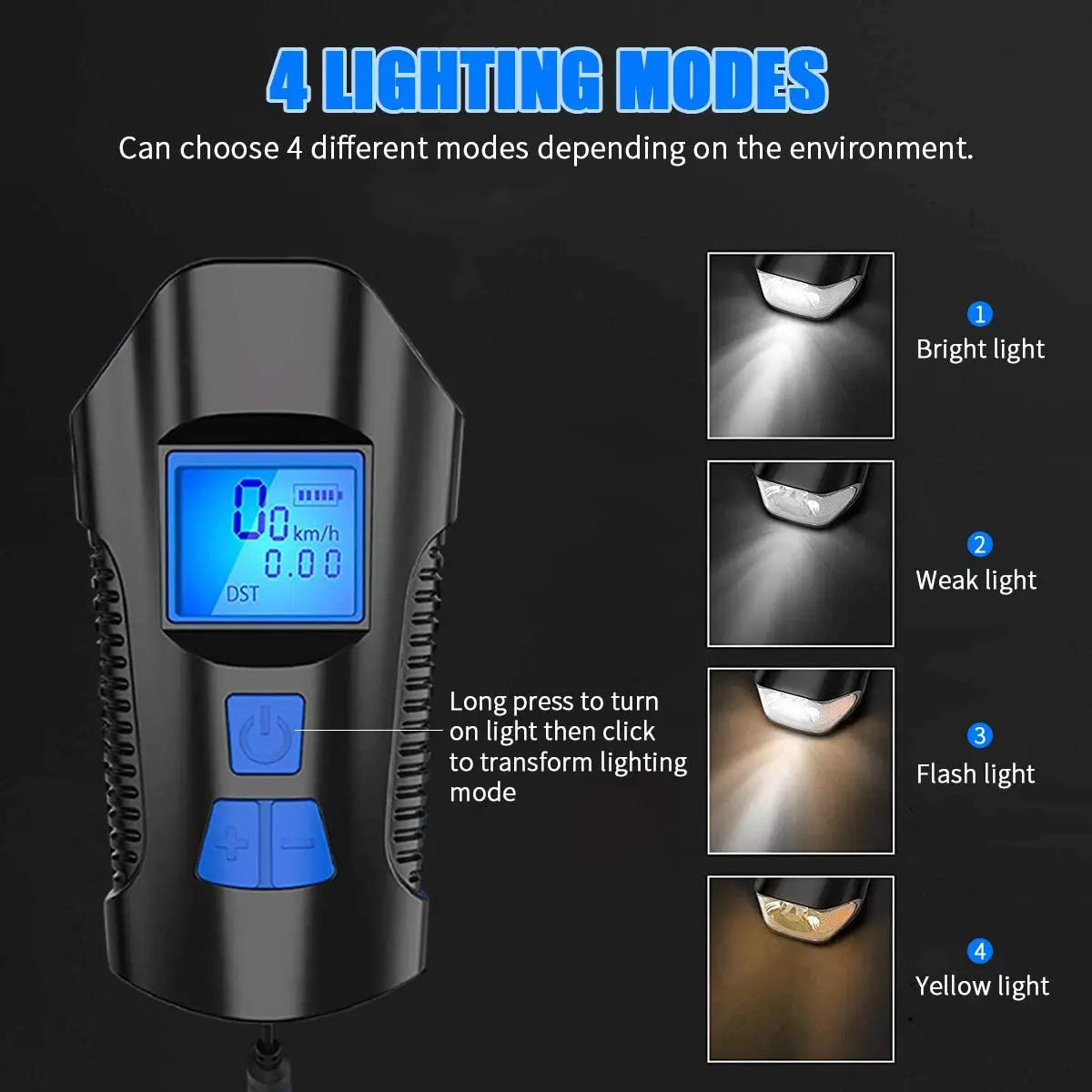 Bicycle Light Set with Speedometer, Horn and Rear Lamp