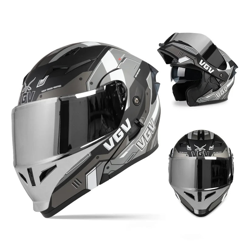 VGV 91 Flip Motorcycle Helmet, Dual-Lens, DOT Certified
