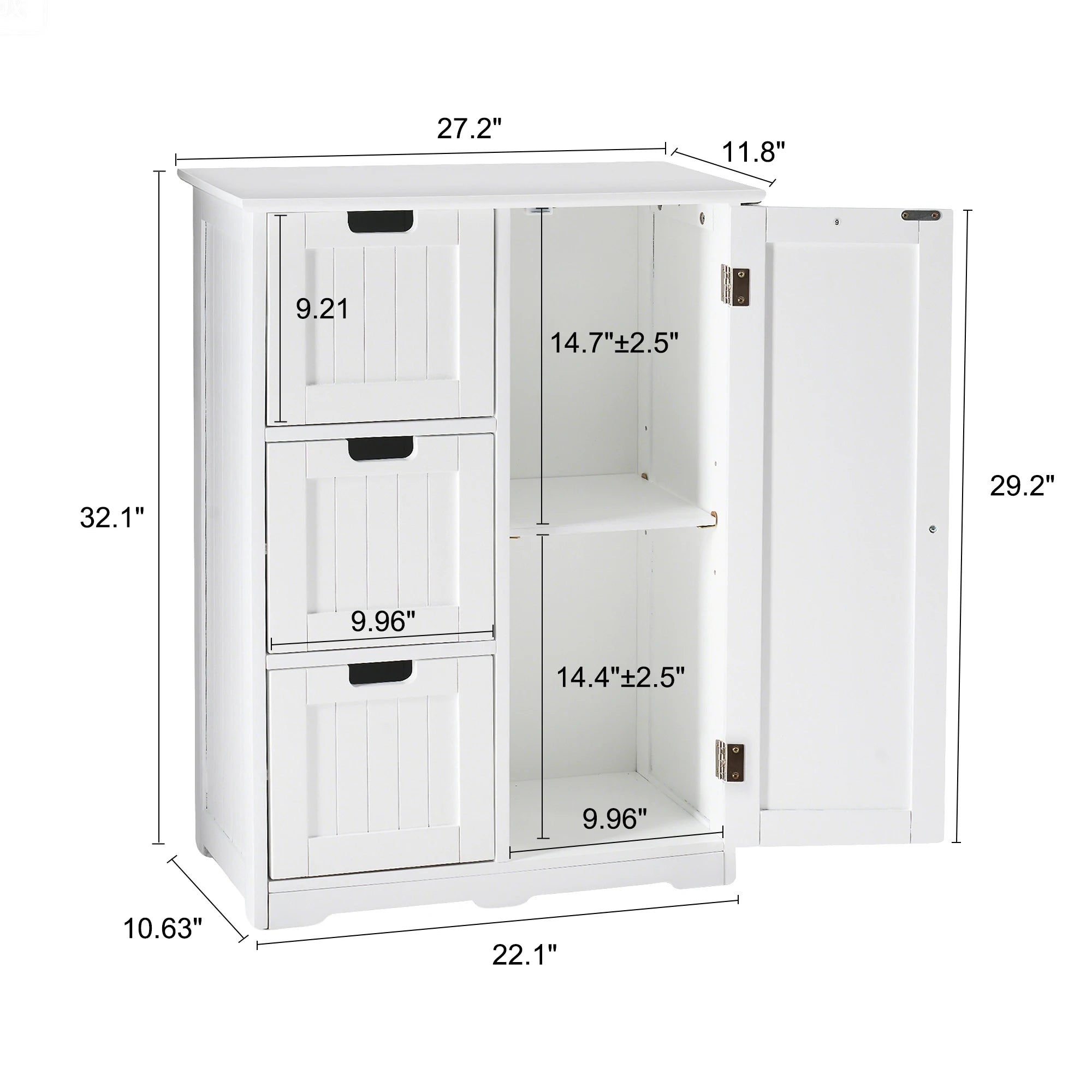 Wooden Storage Cabinet with Drawers and Cupboard for Home Organization
