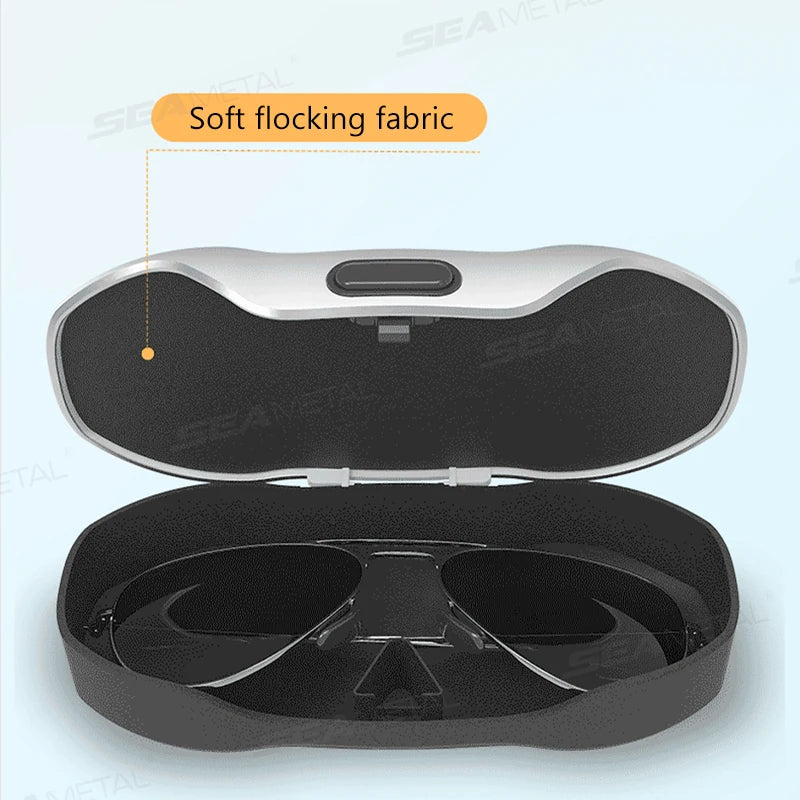 SEAMETAL Large Car Glasses Holder Clip on Sun Visor Sunglasses Holder Universal Car Eyeglasses Case Anti Scratch Flocking Layer