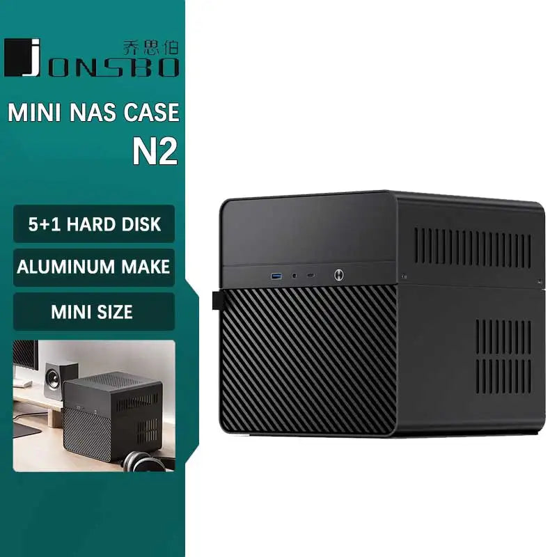 JONSBO N2 NAS Custodia Mini ITX in Alluminio per Home Office Intrattenimento Gioco Computer Server Host ITX Supporta 5 Hard Disk Alimentatore SFX