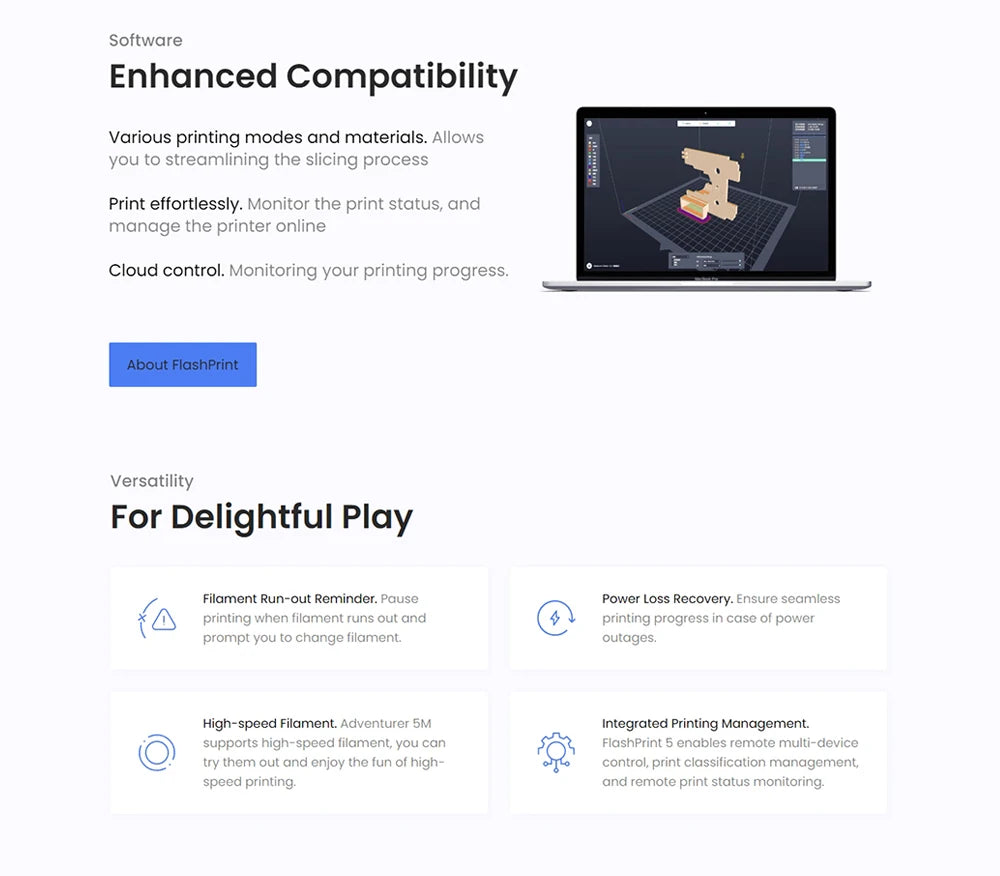 Flashforge Adventurer 5M 3D Printer High-Speed Auto-Leveling