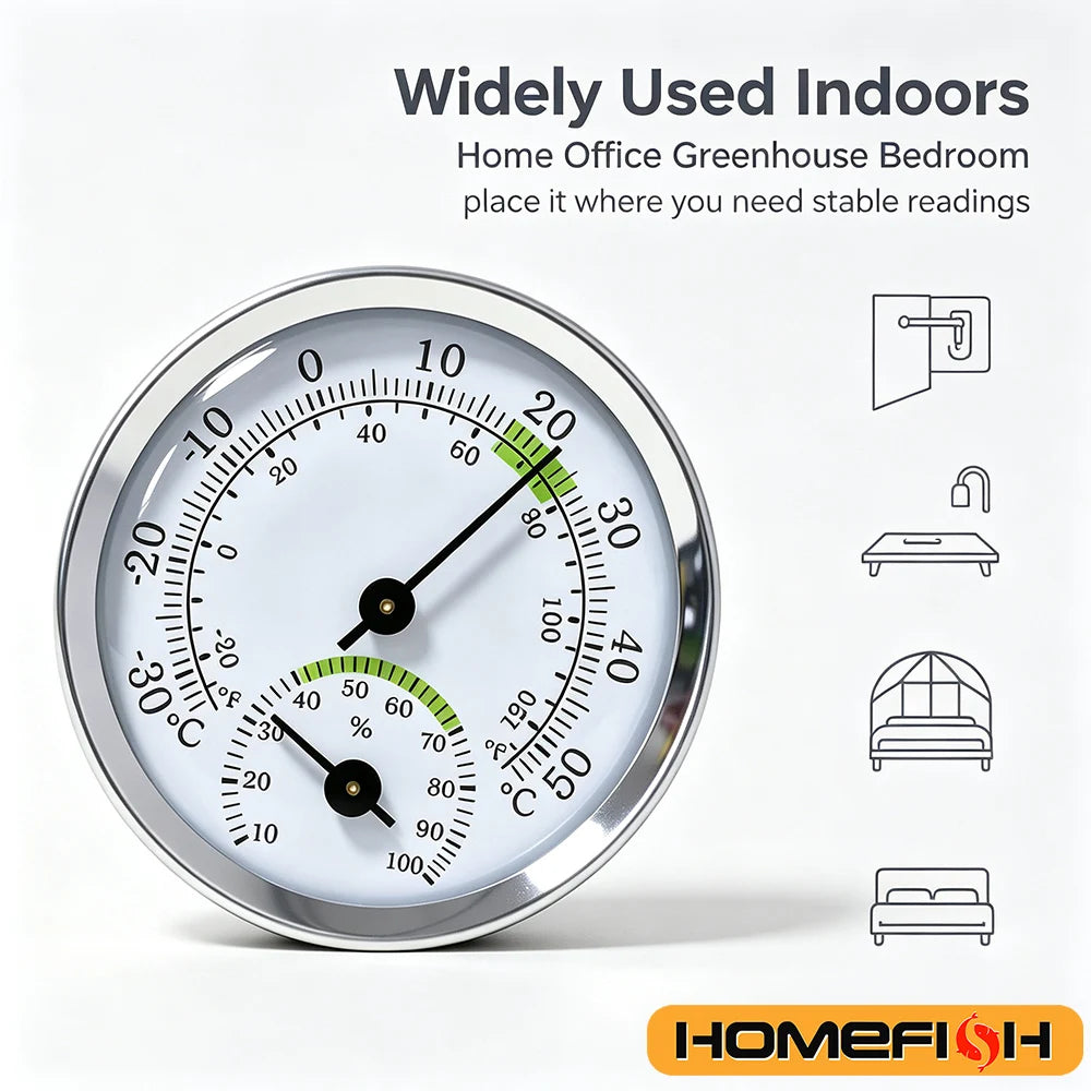 High Precision Mini Mechanical Thermometer Hygrometer Dial Pointer Temperature Humidity Meter No Power Portable Indoor Room