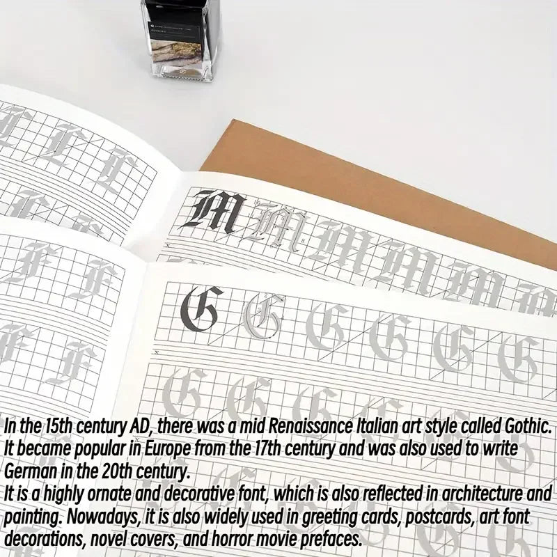 Übungsheft für englische und gotische Kalligrafie, wunderschöne englische Schrift, Englisch-Lernheft, Libros Livros
