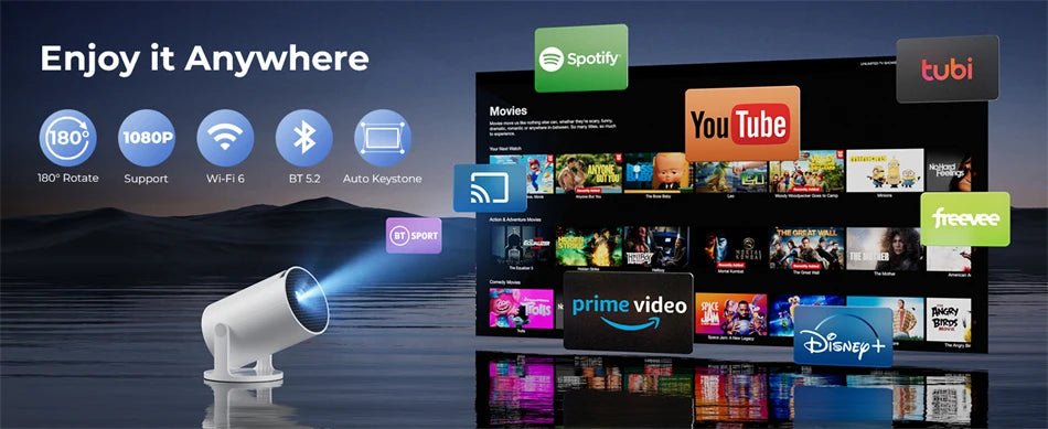 2026 Νέο HY300 Προβολέας 4K Android 11 Wifi6 290ANSI Allwinner H713 BT5.0 1080P 1280*720P Σινεμά Ουδέτερη φορητά Προβολείς Κήπος