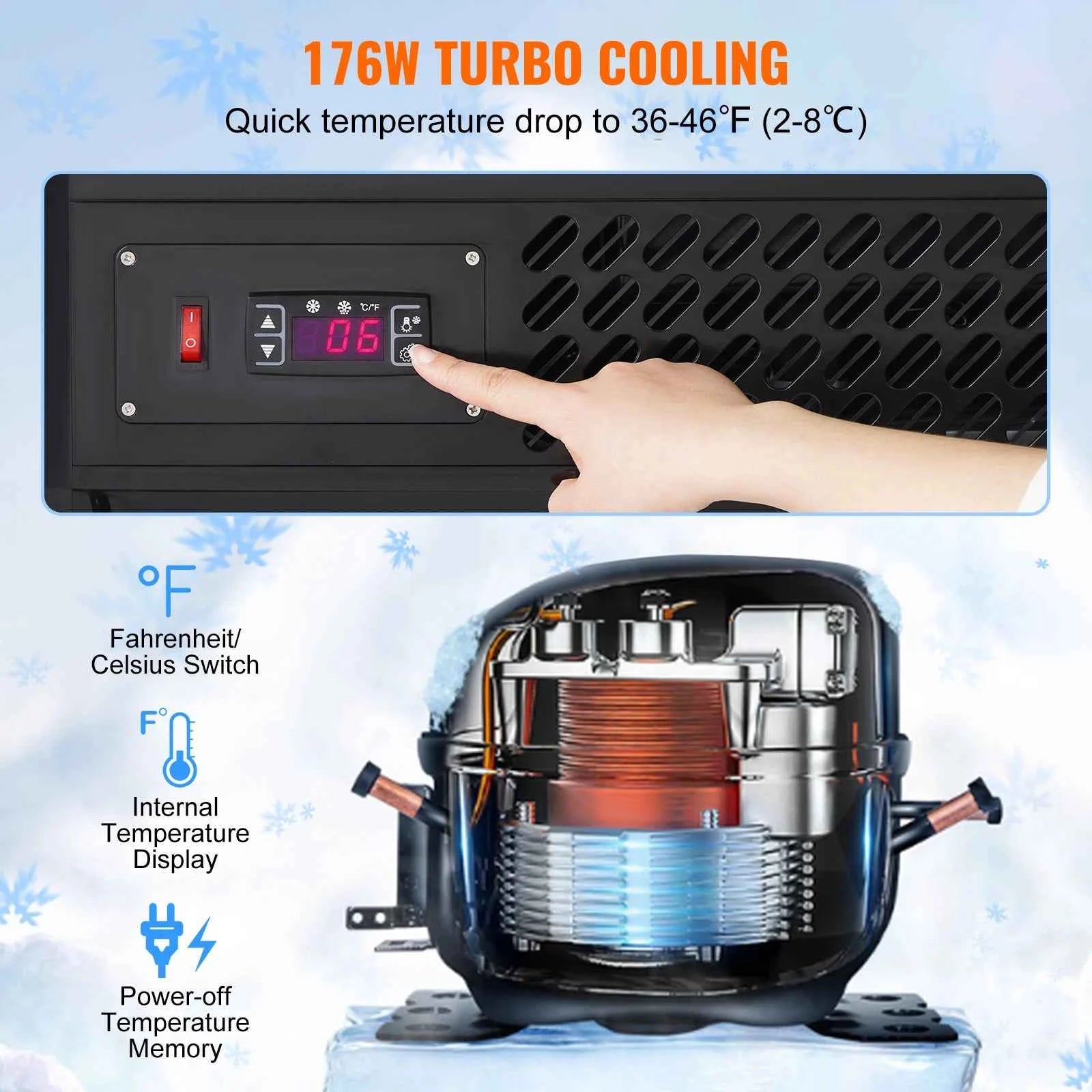 Countertop Refrigerated Display Case with LED Lighting and Turbo Cooling