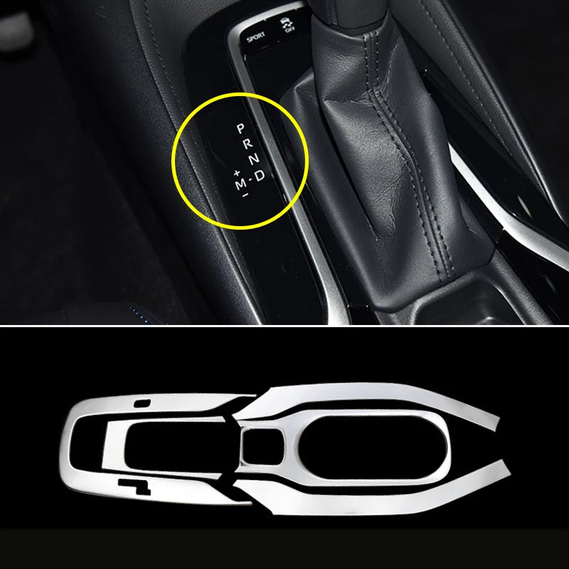 Para Toyota Corolla E210 2019 2020 2021 2022 2023 2024 2025 híbrido, cubiertas de moldura del panel de cambio de palanca central de coche inoxidable