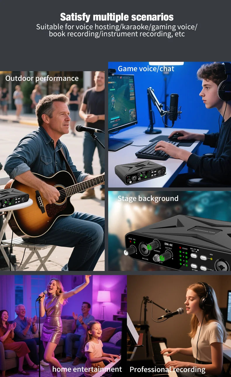 EM-02 USB Audio Interface met Microfoonvoorversterker