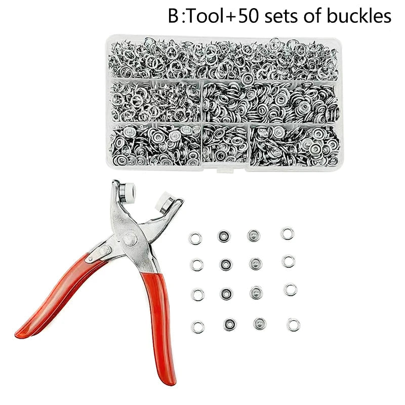 Snaps Buttons Pliers Set Snap Fasteners Kit Tool Sewing Buttons Press Studs Snap for Installing Clothes Bags 