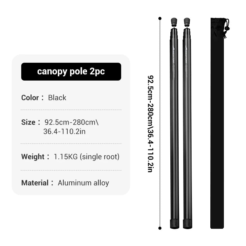 Adjustable Aluminum Tent Pole for Camping, Beach Shelters