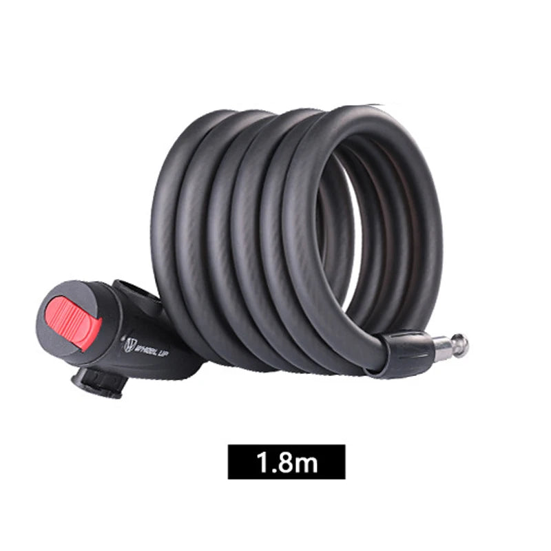 Coiled Bicycle Cable Lock, 120 or 180 cm with Bracket