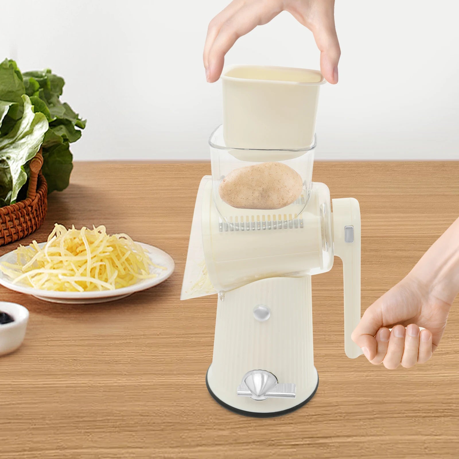 Manual Rotary Cheese and Vegetable Slicer with 5 Blades