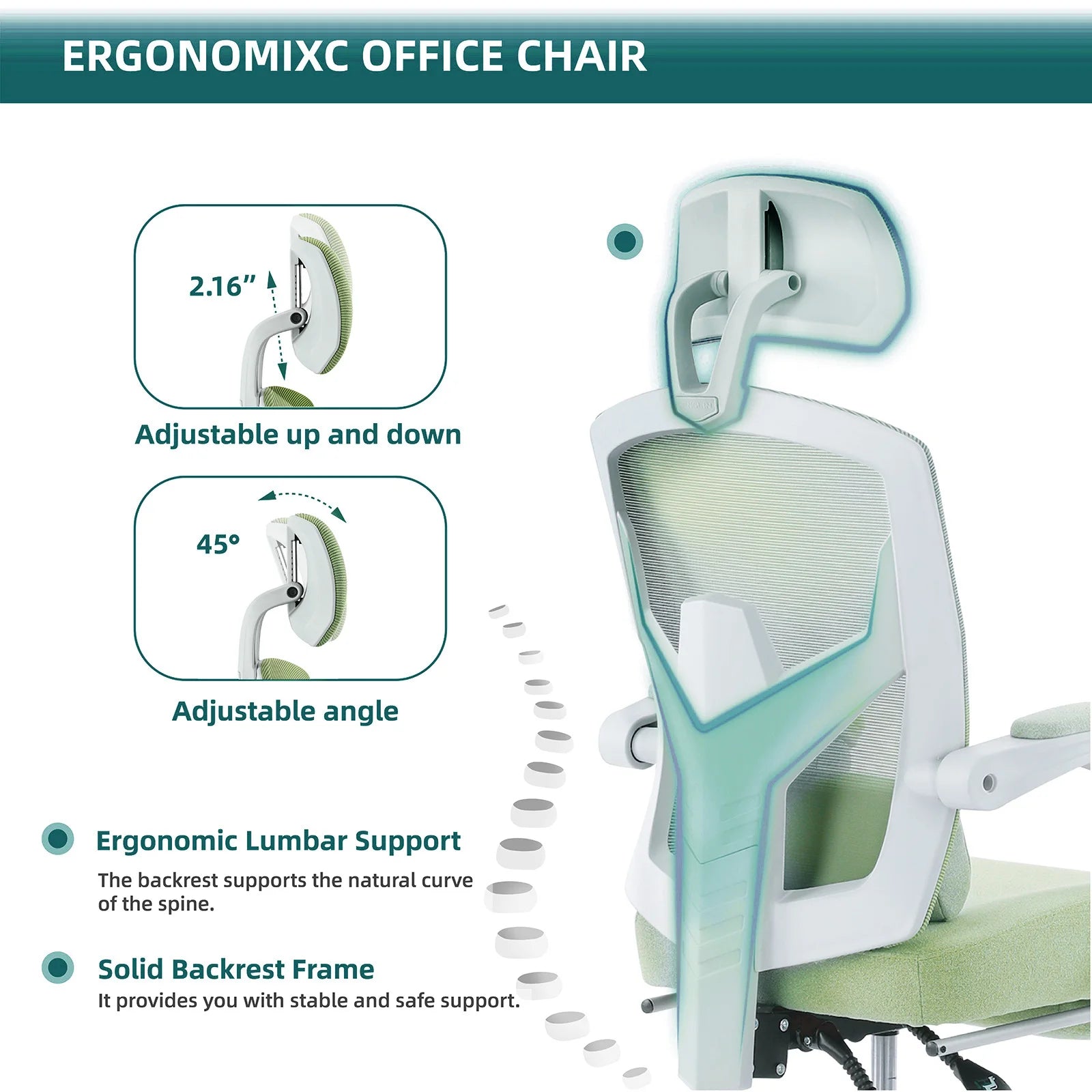 Ergonomic Reclining Mesh Office Chair with Footrest & Lumbar Support