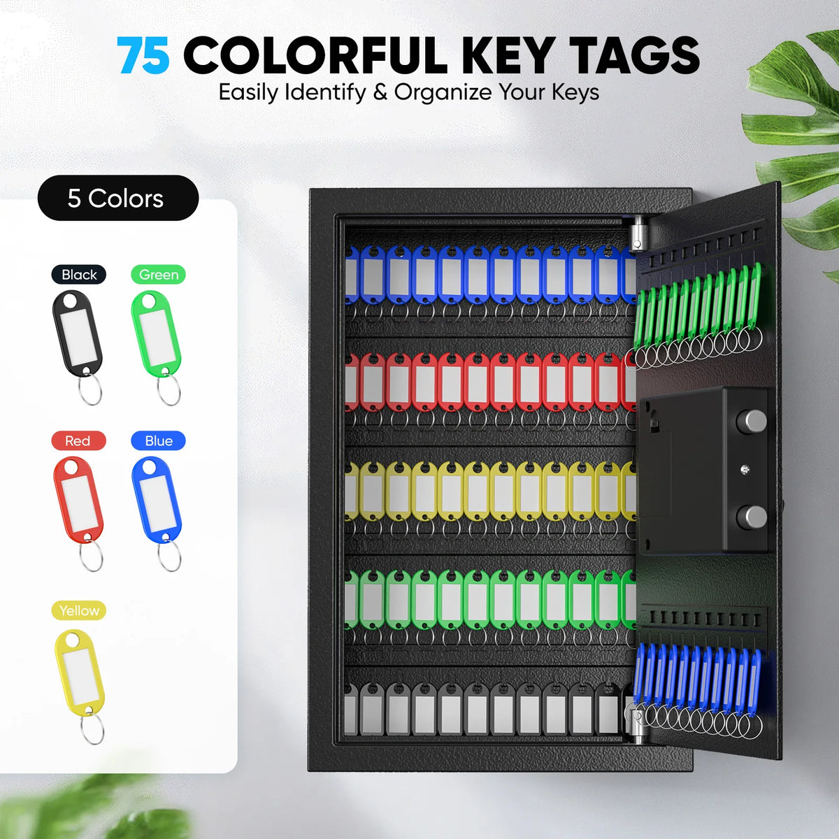 Combination Key Cabinet 75 Key Hooks Key Box Wall Mounted With Key/Code Lock Locking Key Organizer Key Cabinet Security Lock Box