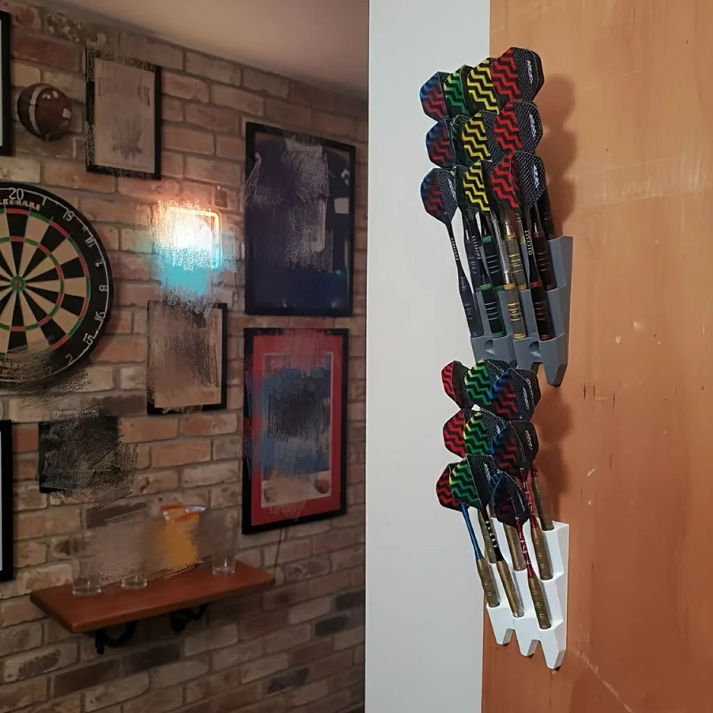 Veggmontert pil-display rack for ni darts