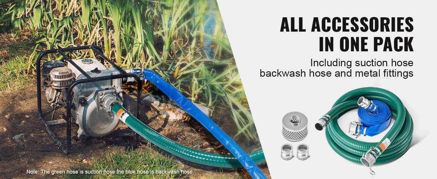 2 in Suction Hose Kit with Backwash Hose and Accessories