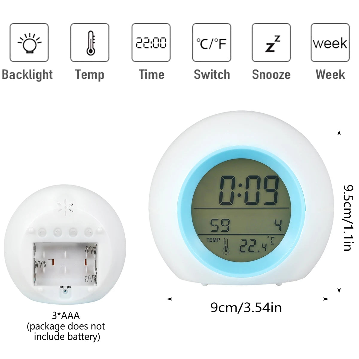 Digital Bedside Alarm Clock - Battery Options