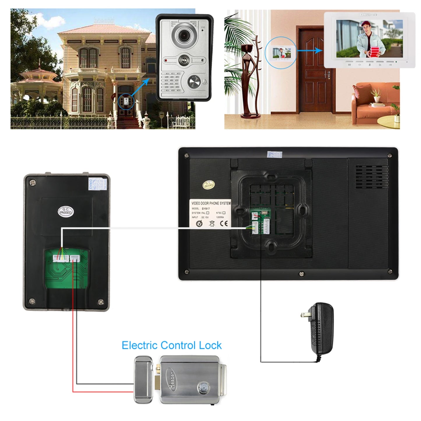 7 inch Wired Video Doorbell Indoor Monitor IR-CUT Outdoor Camera Visual Intercom Two-way Audio Remote Unlock Video Door Phone Spy-shop.com