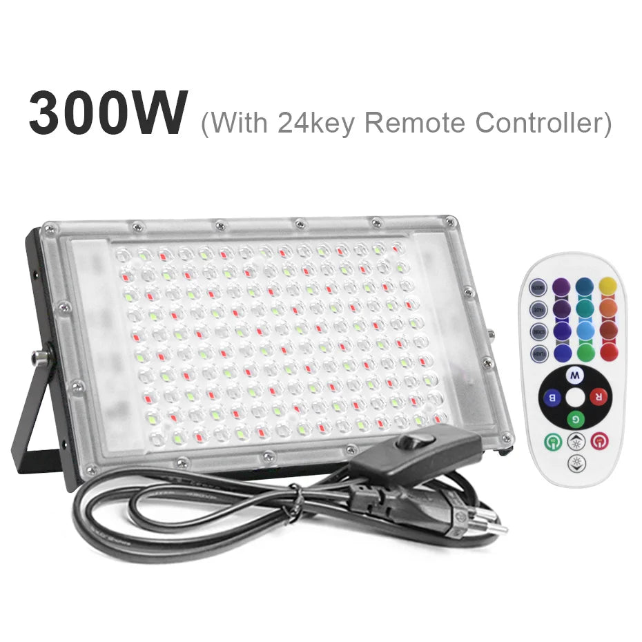 LED Flood Light 300W 100W 50W RGB Led Floodlight AC 220V 240V LED Street Lamp Waterproof IP65 Outdoor Lighting Led Spotlight