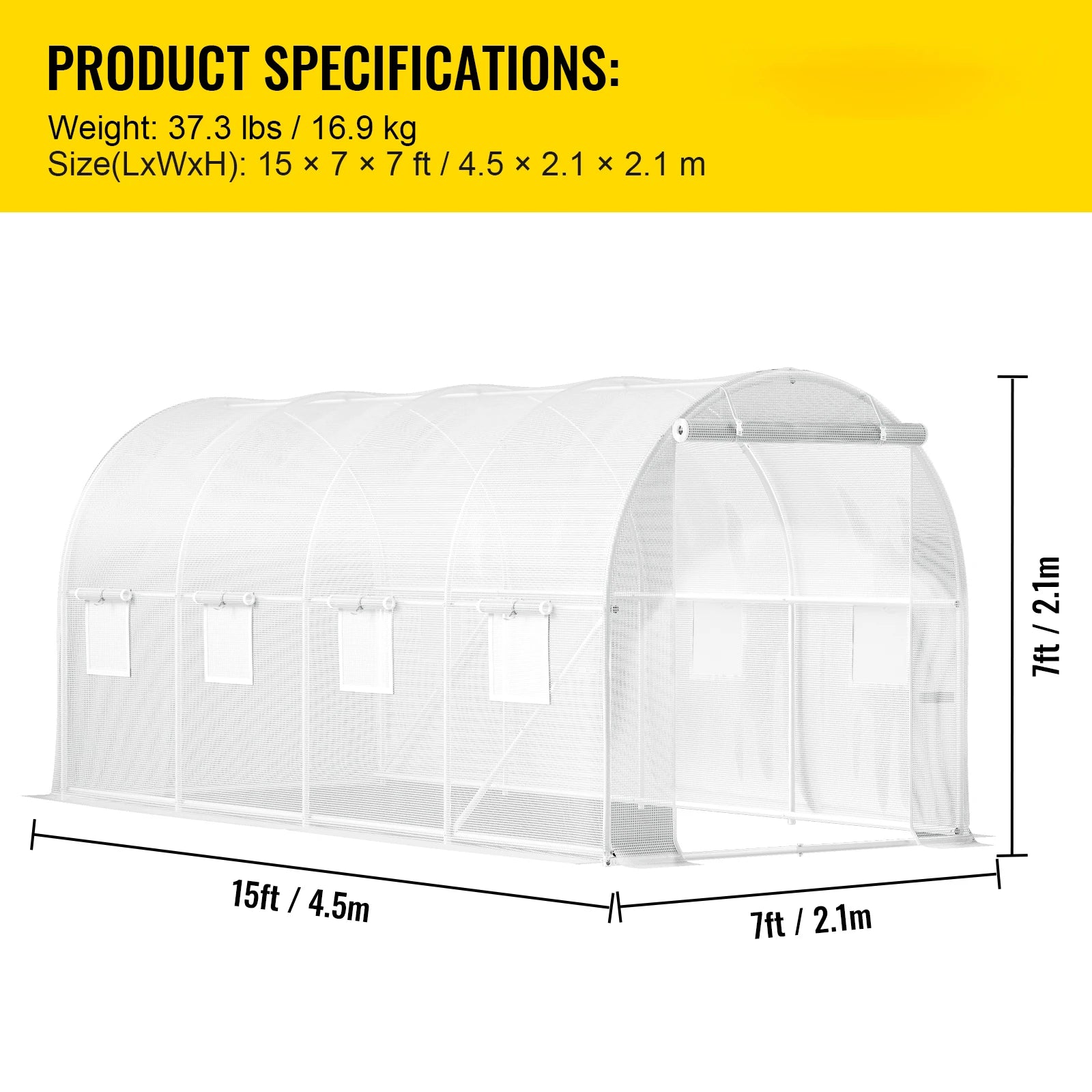 Walk-In Tunnel Greenhouse Galvanized Frame Waterproof Cover