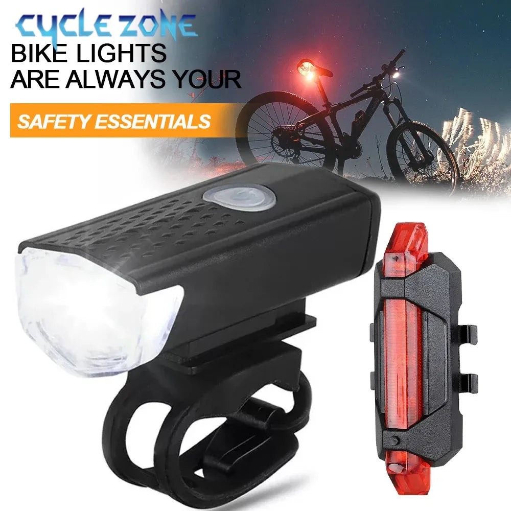 USB Rechargeable Bike Light Front Light Red Taillight Easy to Install 3 Modes Bicycle Accessories for the Bicycle 