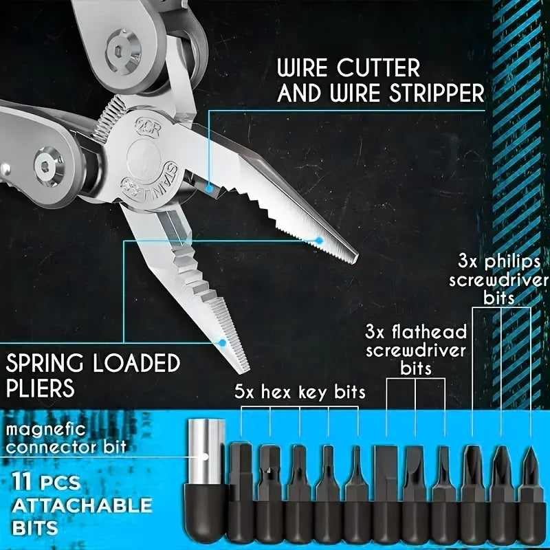24-in-1 Multitool with Pliers, Knife and 11 Magnetic Bits