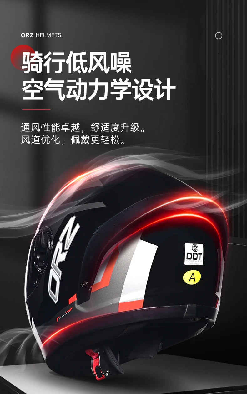 ORZ Full Face Motorcycle Helmet DOT Approved, Unisex ABS+PC
