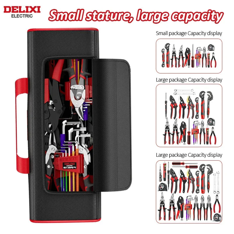 DELIXI ELECTRIC Tool Bag Oxford Cloth Portable Storage Bag, Professional Electrician and Carpenter Repair, Home Storage, HandBag 