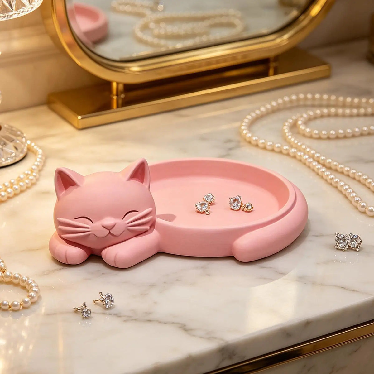 Cat-Shaped Jewellery Tray in Plastic for Rings and Earrings