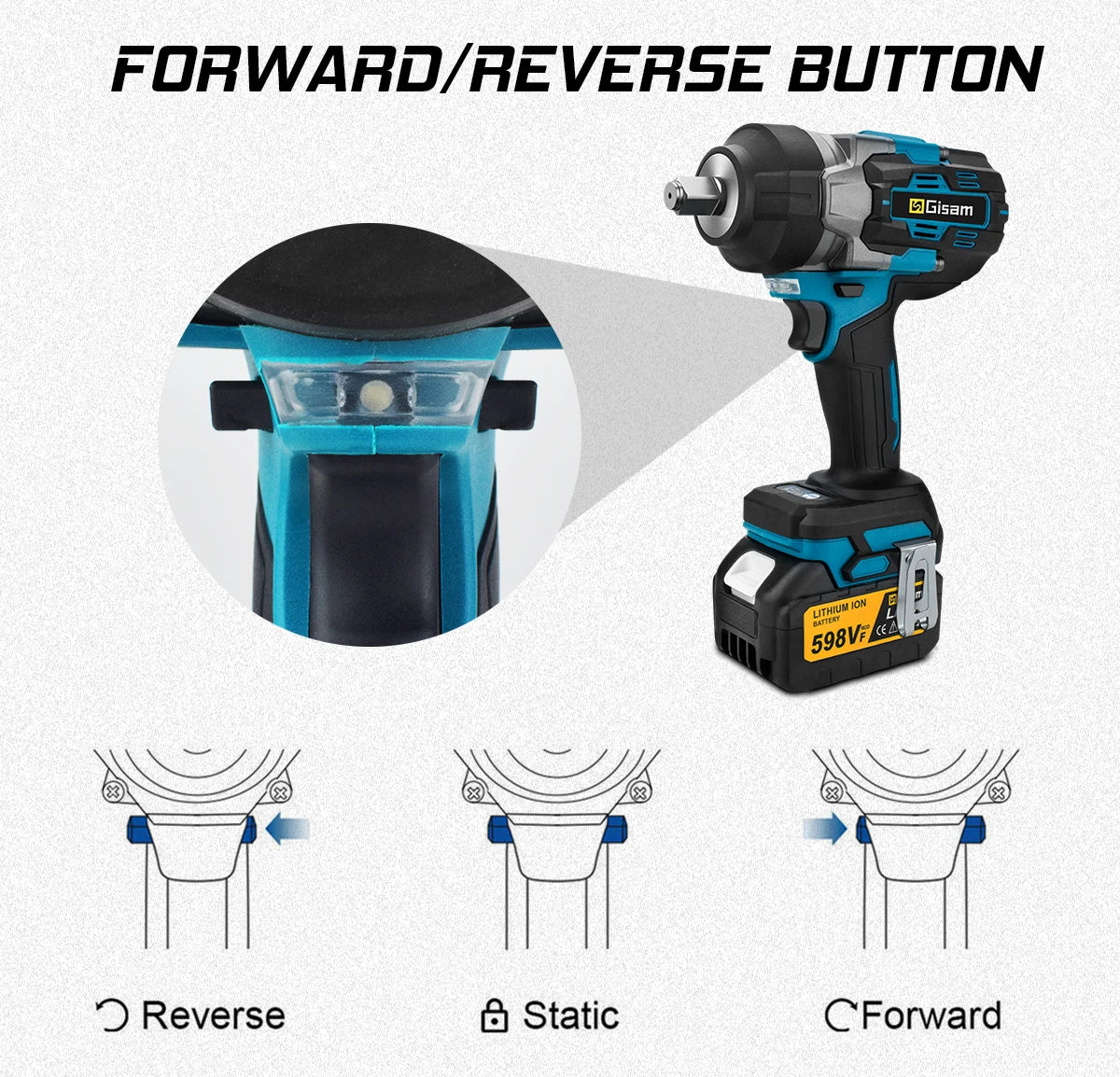 Gisam 2800N.M bezkefkový elektrický kľúč pre batérie Makita 18V