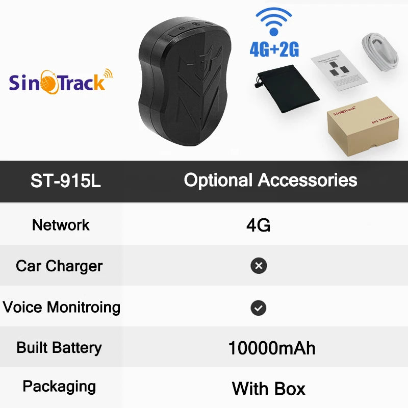 SinoTrack 4G 5000/10000 mAh ST-905/ST-915 Waterproof GPS Vehicle Tracker Magnet Long Standby Battery Real Time Position APP 