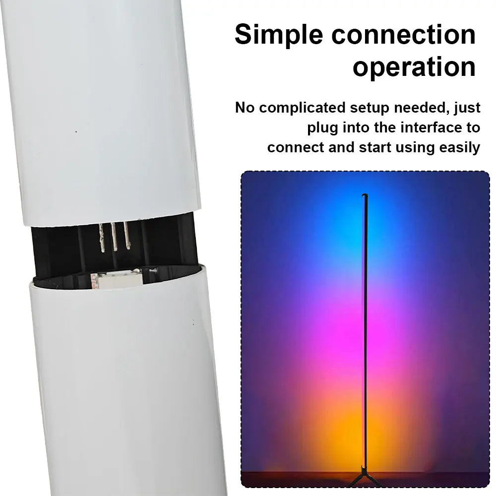 Rohová stojacia lampa RGB so svetelnými efektmi synchronizovanými s hudbou