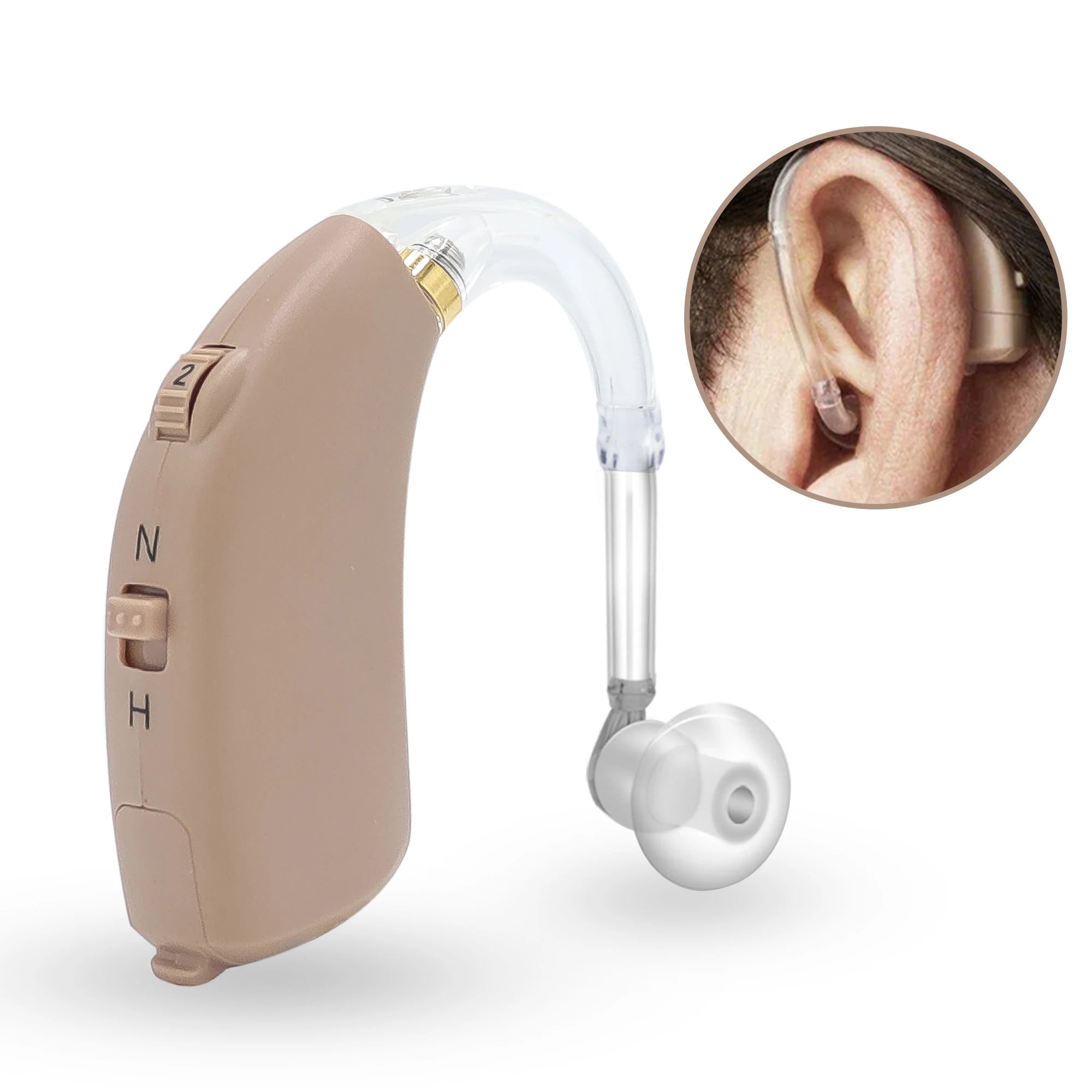 2024 Best Digital Hearing Aid BTE Adjustable Tone Sound Amplifier Portable Deaf Elderly digital Hearing Aids 