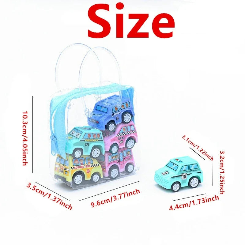 Six Pull-Back Toy Vehicles