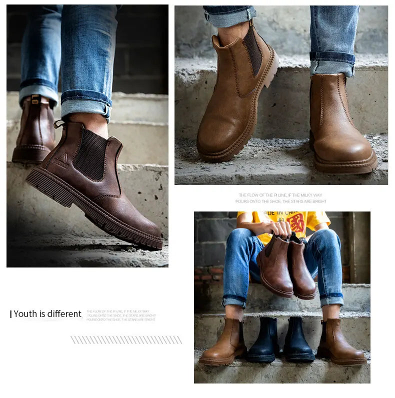 Men Lerther Work Boots Indestructible Safety Shoes Men Steel Toe Puncture-Proof Work Sneakers Male Work Shoes
