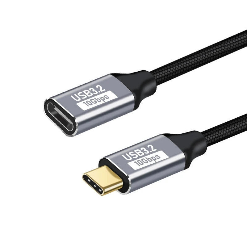 USB-C-forlængerkabel med vinklet stik, 100W og 10Gbps