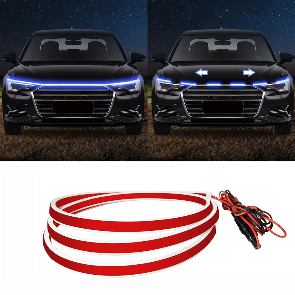 12 V fleksibel LED-strip til kørelys på bilens motorhjelm